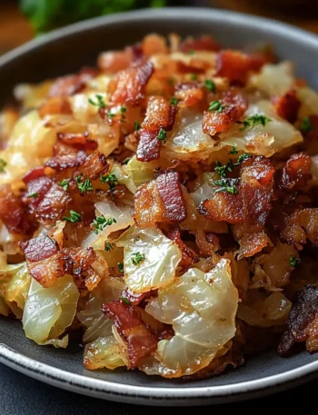 Fried Cabbage with Bacon, Onion, and Garlic