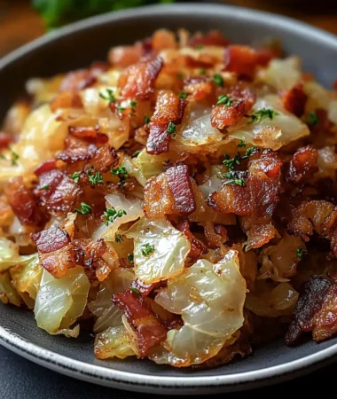 Fried Cabbage with Bacon, Onion, and Garlic