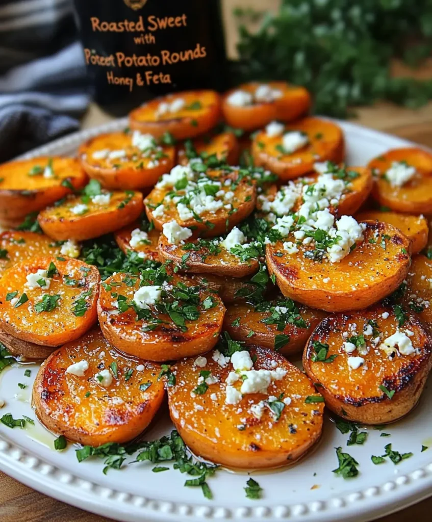 Roasted Sweet Potato Rounds with Honey & Feta