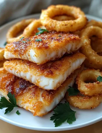 TREMENDOUS CRISPY COD & GOLDEN ONION RINGS PLATTER