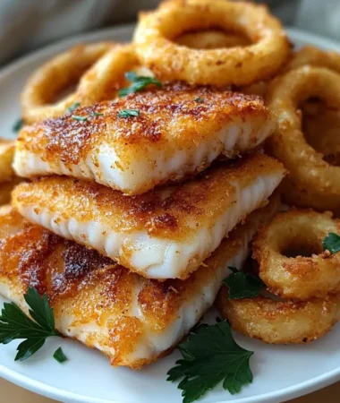 TREMENDOUS CRISPY COD & GOLDEN ONION RINGS PLATTER