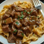 Crockpot Beef Tips & Noodles