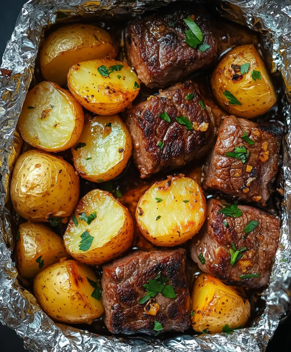 Garlic Steak and Potato Foil Packets
