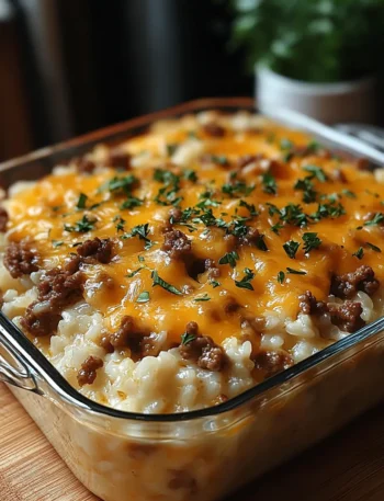 Cheesy Ground Beef and Rice Casserole