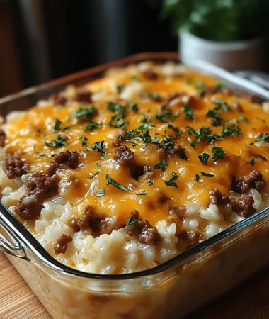 Cheesy Ground Beef and Rice Casserole