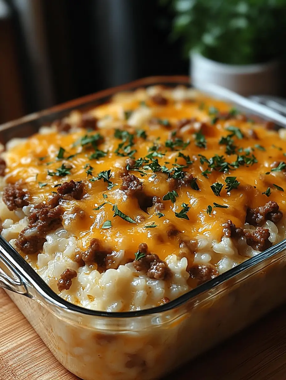Cheesy Ground Beef and Rice Casserole