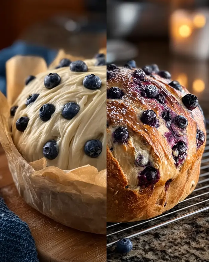 Blueberry Cream Cheese Loaf sliced on a plate