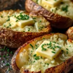 Perfect baked potato with crispy salted skin