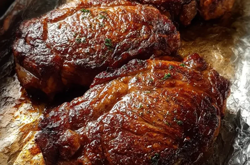 Seared Ribeye Steak With Red Wine Pan Gravy