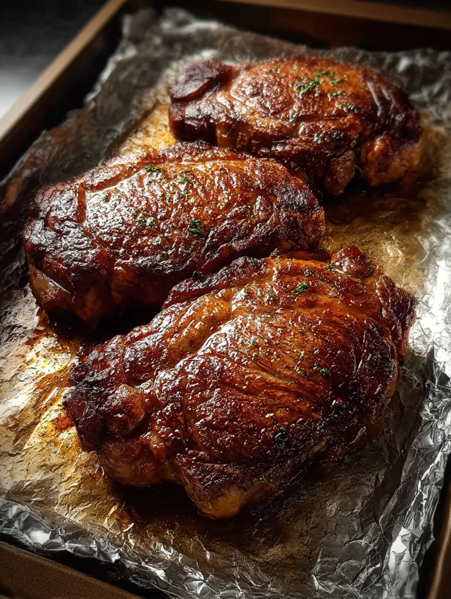 Seared ribeye steak sliced with red wine pan gravy