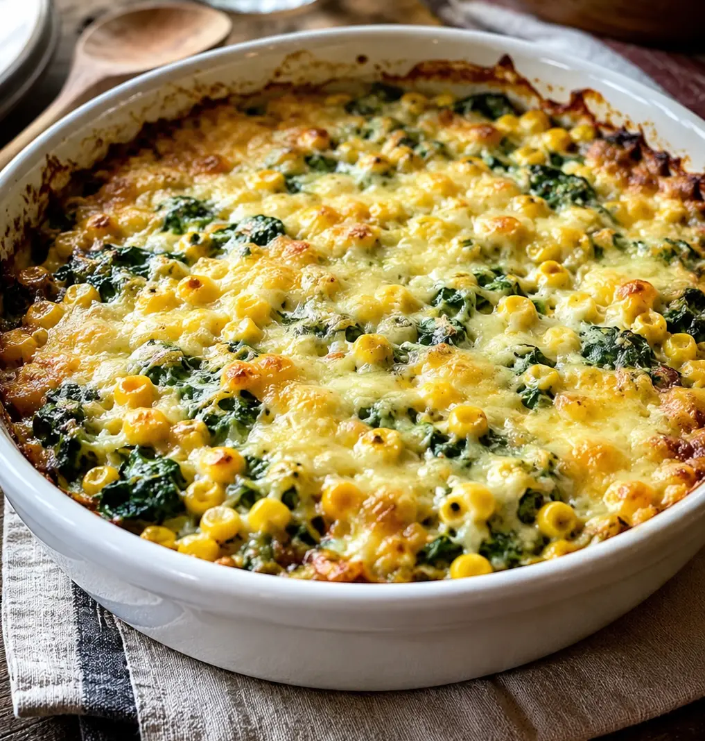 Cheesy Corn and Spinach Casserole
