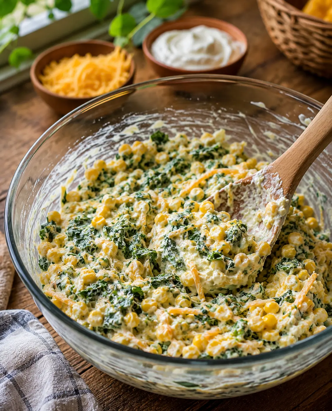 Cheesy Corn and Spinach Casserole