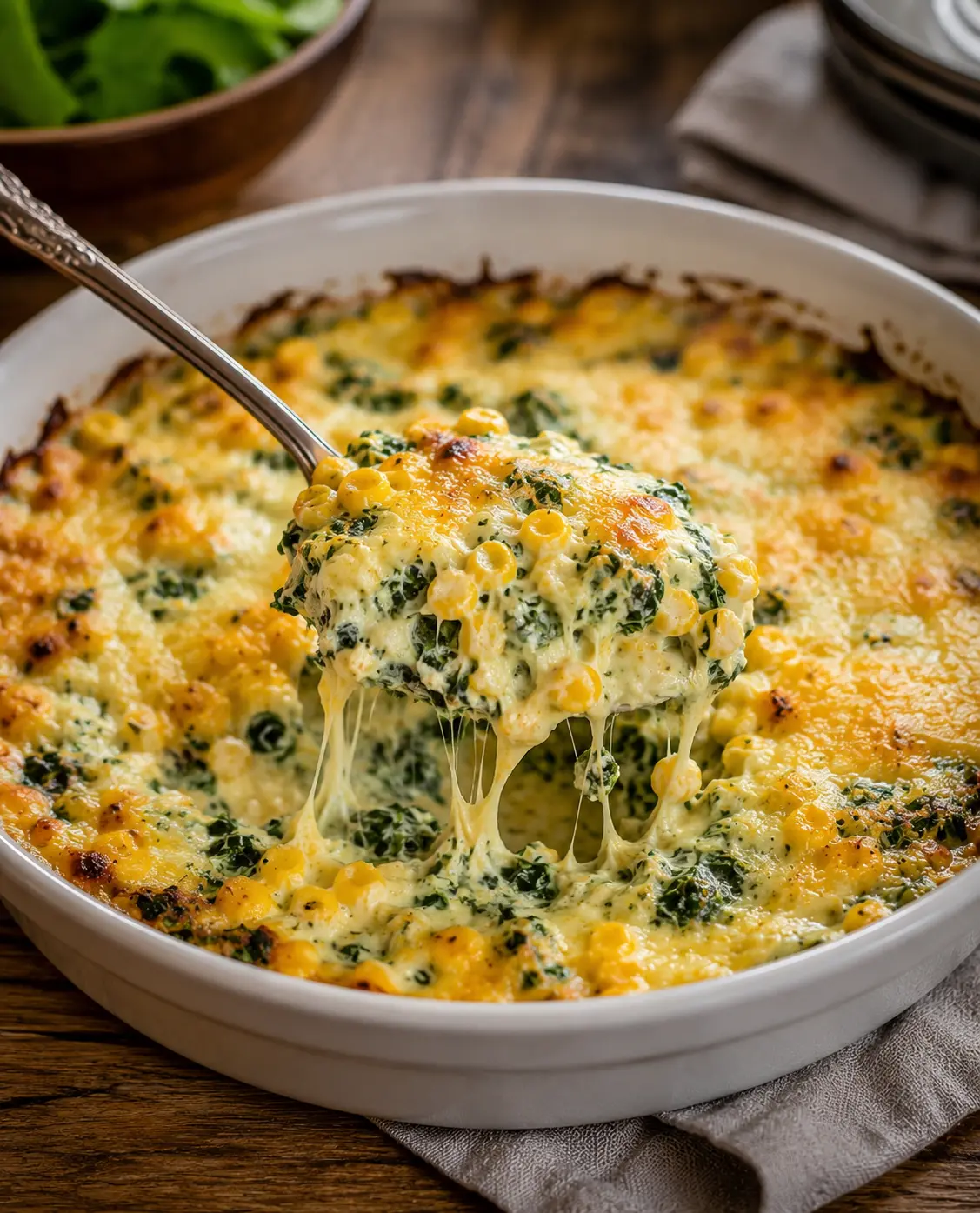 Cheesy Corn and Spinach Casserole