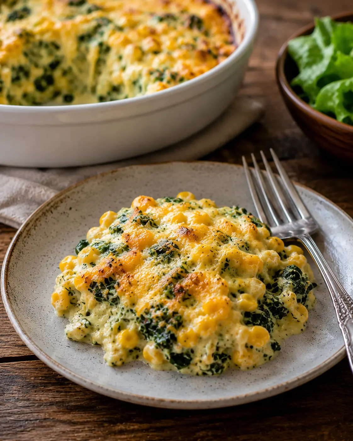 Cheesy Corn and Spinach Casserole